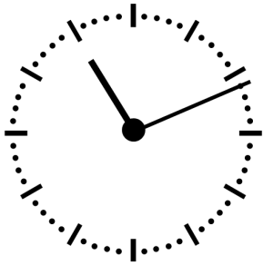 Analog clock displaying Eleven minutes after Eleven