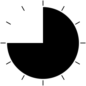 Clock shaded indicating 15 minutes