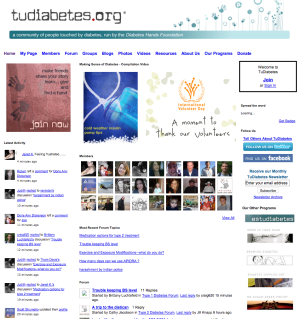 Screenshot of TuDiabetes.org Homepage