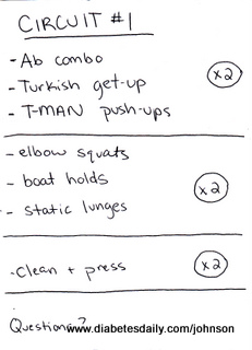 Image of the workout notes Ginger made for me