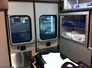 View from inside an ambulance