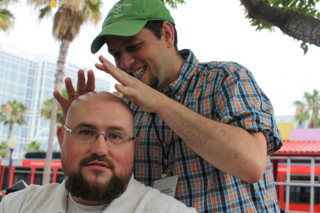 It's kind of weird having Manny rub my head looking for answers every time we see each other... (photo credit: Sara)