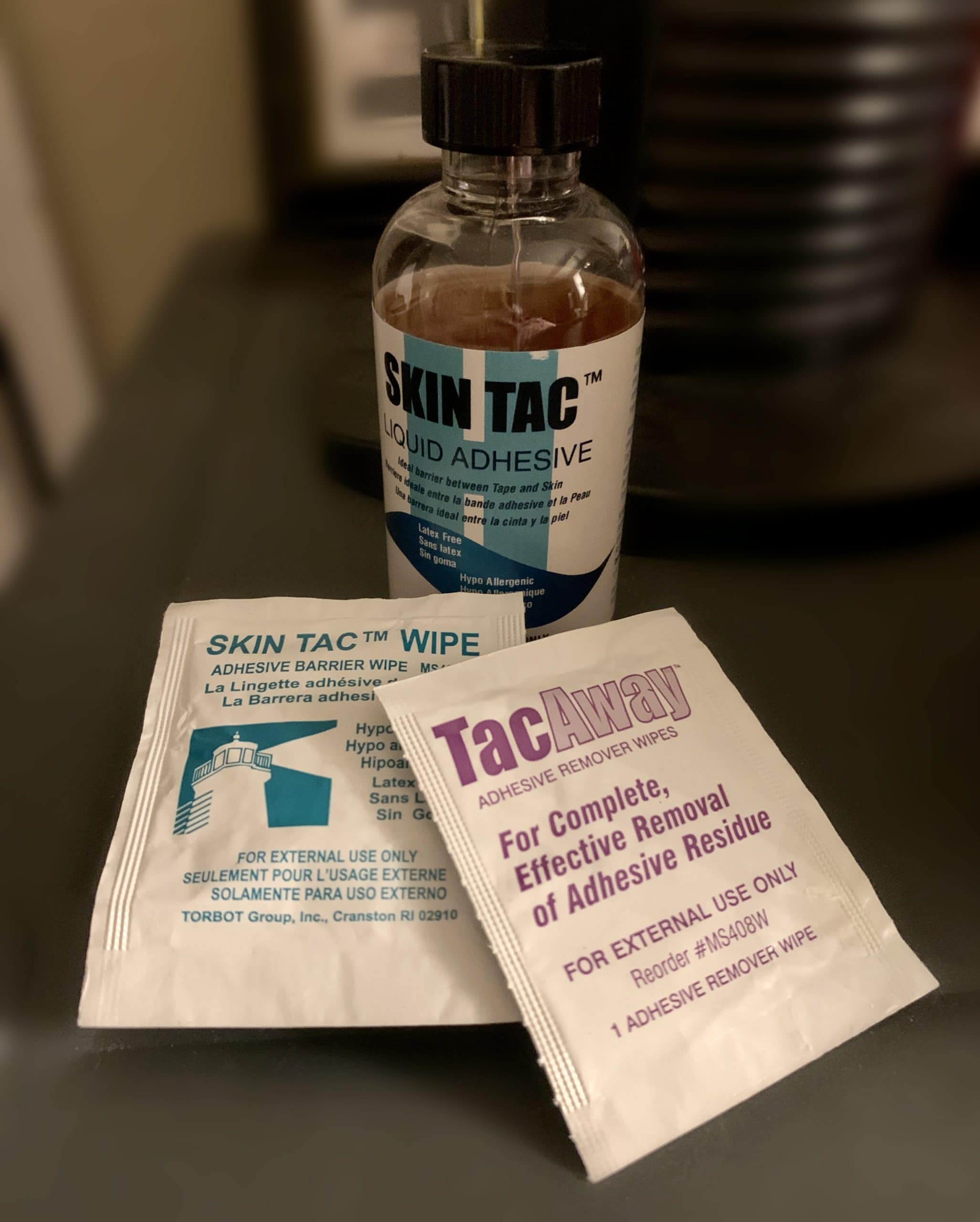 Skin Tac Adhesive Wipes (50 pcs) & TacAway remover wipes (50 pcs)