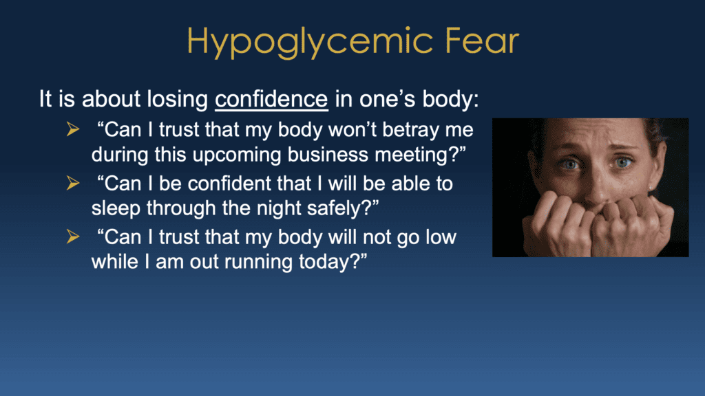 Slide describing fears of hypoglycemia