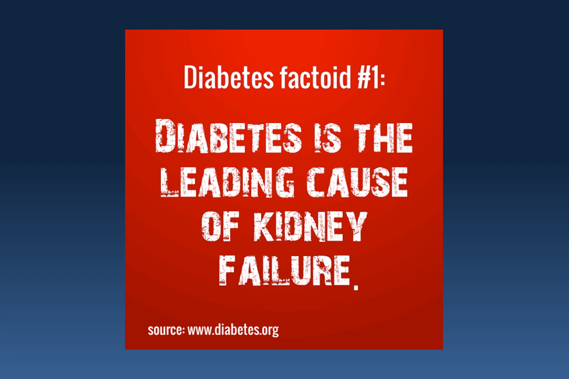 Image saying that diabetes is the leading cause of kidney failure