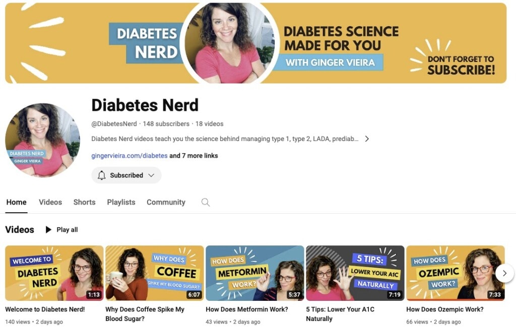Image of Ginger's new YouTube Channel - Diabetes Nerd
