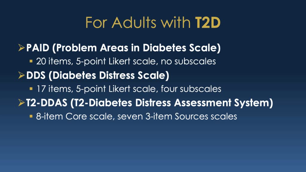 Tools for assessing diabetes distress in adults with T2D