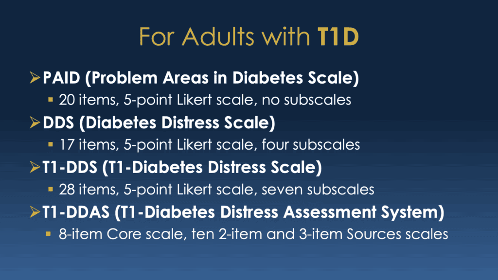 Tools for assessing diabetes distress in adults with T1D